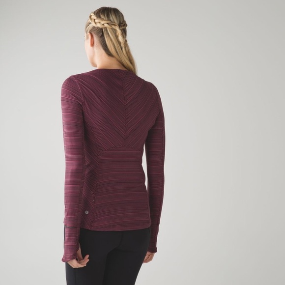 Lululemon W’s Sz 4 Kanto Catch Me LS Kanto Stripe Wine Berry Black. ExcltCnditn! - Picture 9 of 10